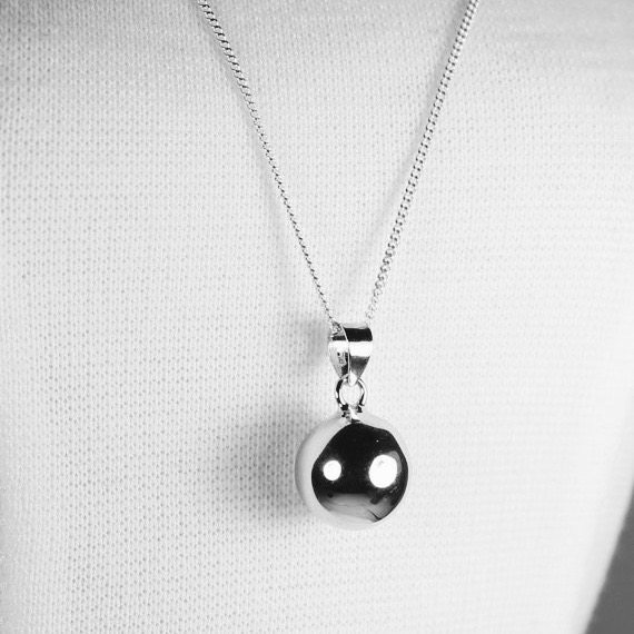 Sterling Silver Ball Necklace, Sterling Silver Ball Charm Necklace ...